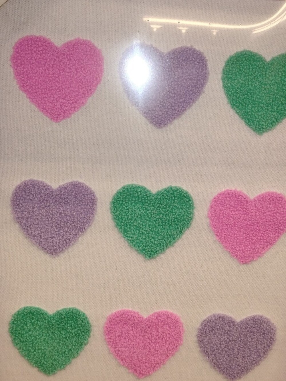 Teddy Heart Pattern Wall Art Canvas — Pink, Lavender, Green